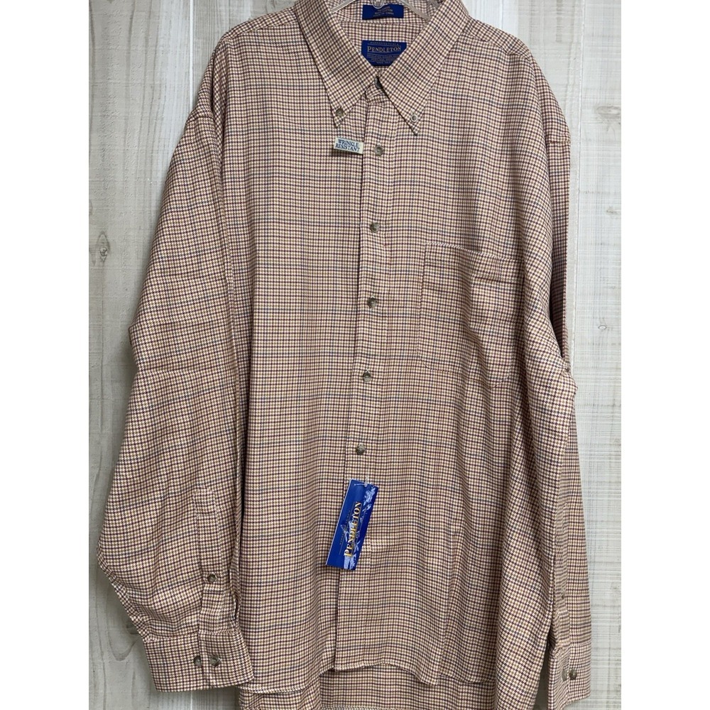 Pendleton Mens XXL NWT HoundstoothWindowpane Plaid ButtonDown Shirt Cotton